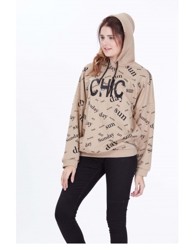 CHIC BASKILI KAPÜŞONLU SWEAT